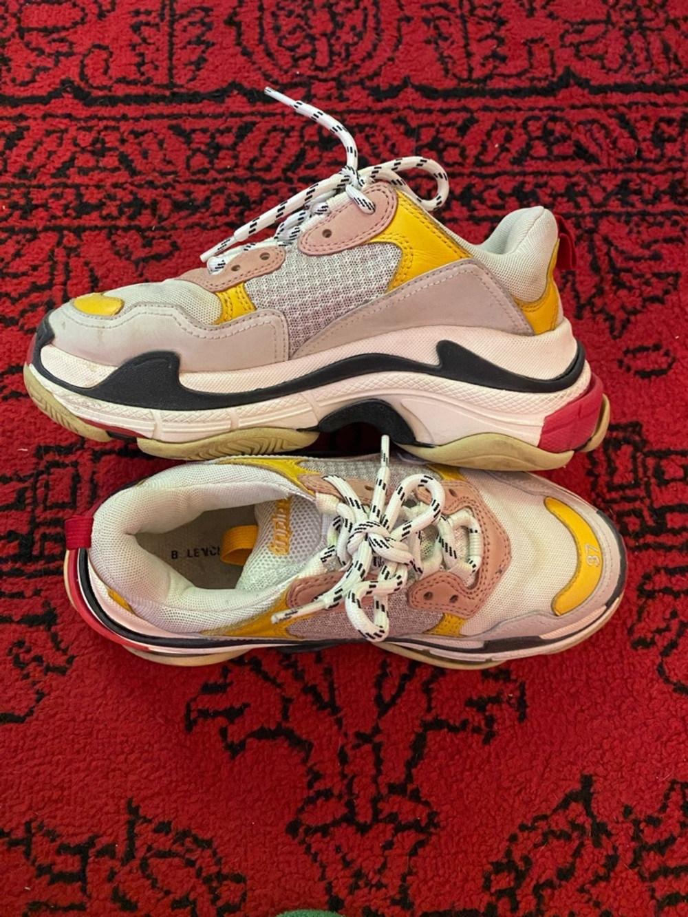 Balenciaga Triple S Sneakers in Yellow, Pink & Black Accent - Picture 9 of 9